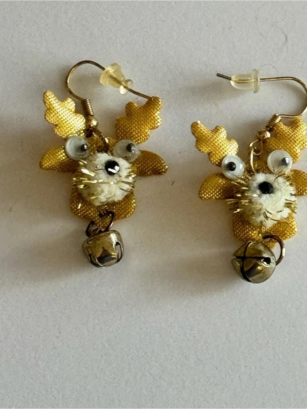 Cute Christmas Reindeer Googly Eye Jingle Bell Earrings Holiday